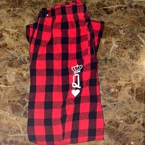pajamas pants with a Q ( for queen or initial)